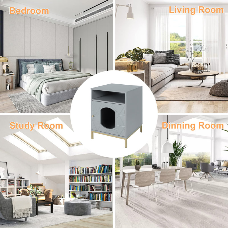 Tucker Murphy Pet™ Pet Side Table, Cat Litter Box Enclosure, Litter Box